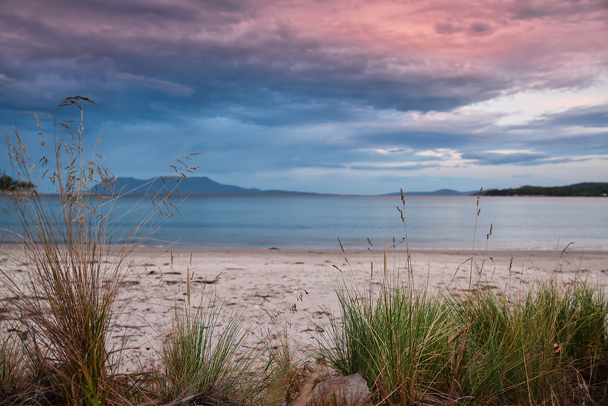 Tasmanie-coucher de soleil sur Hazards Beach